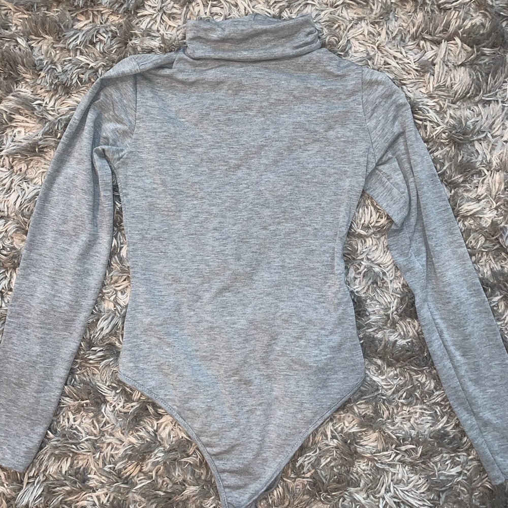 Gray turtleneck bodysuit
